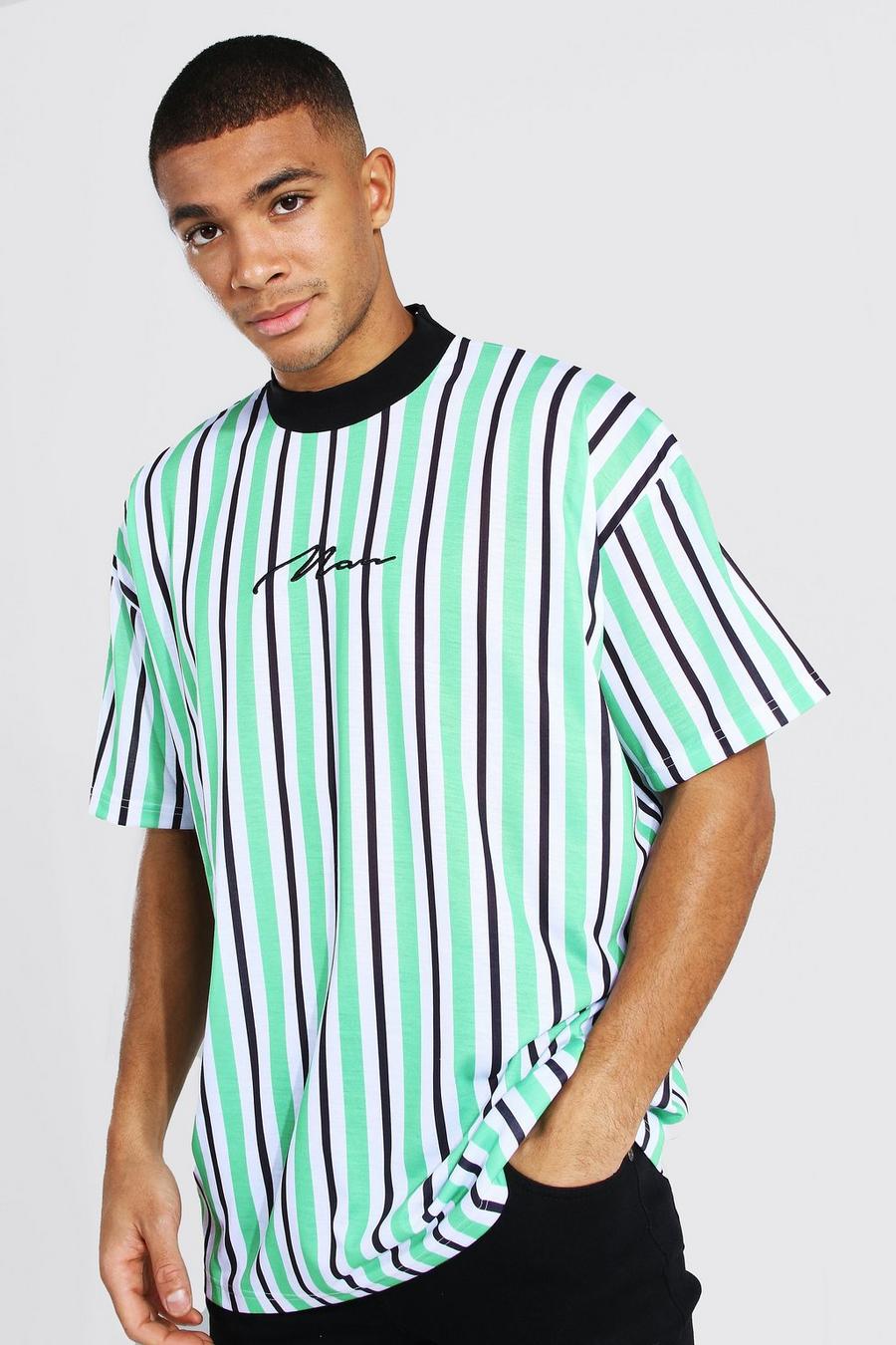 T-shirt oversize à rayures - MAN, Light green image number 1