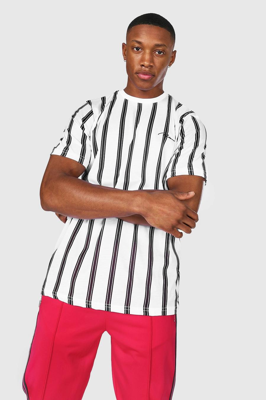 White Man Signature Vertical Stripe T-shirt image number 1