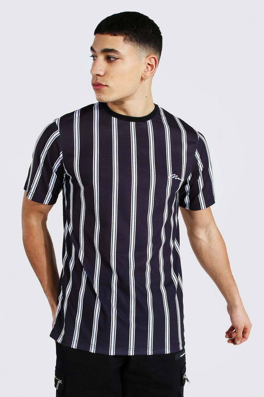 Black Man Signature Vertical Stripe T-shirt image number 1