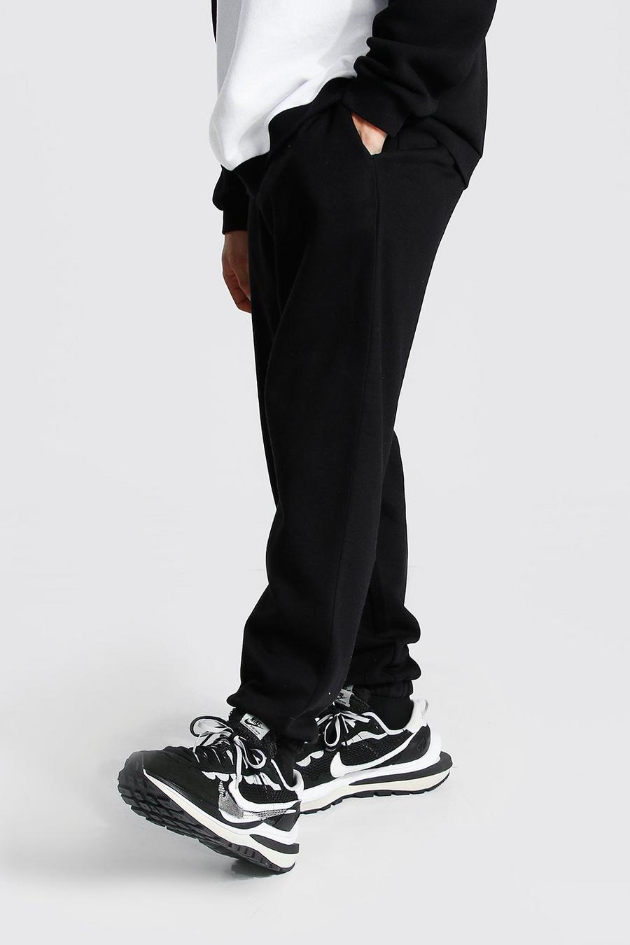 שחור מכנסי ריצה מבד ממוחזר בגזרה משוחררת image number 1