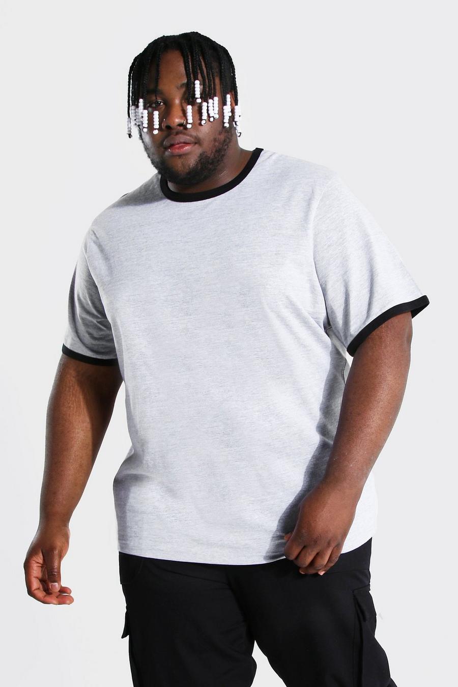 Grey marl Plus Size T-Shirt Met Contrasterende Zoom image number 1