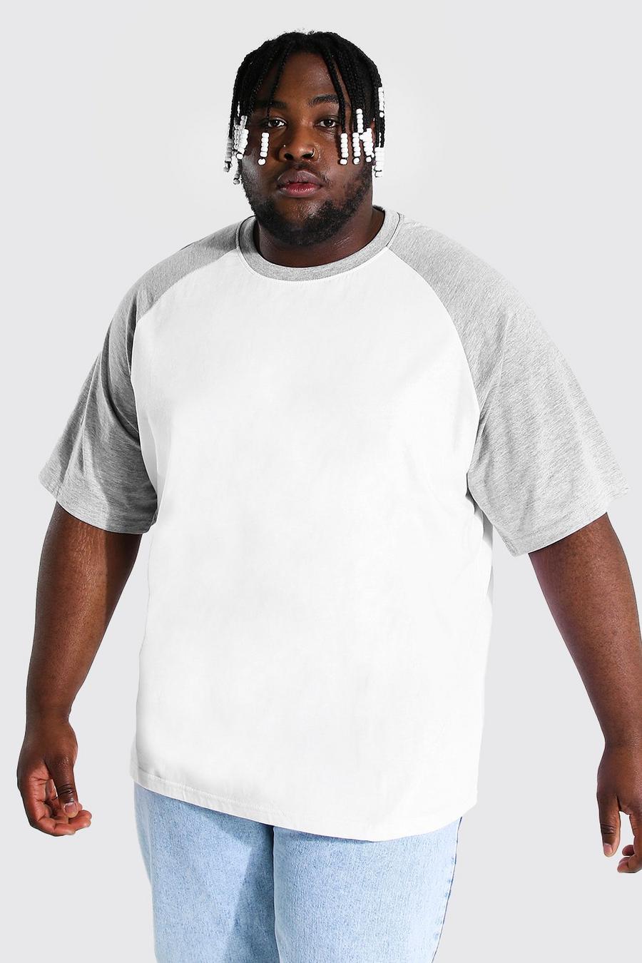 Grey marl Plus Size Contrasterend Raglan T-Shirt image number 1