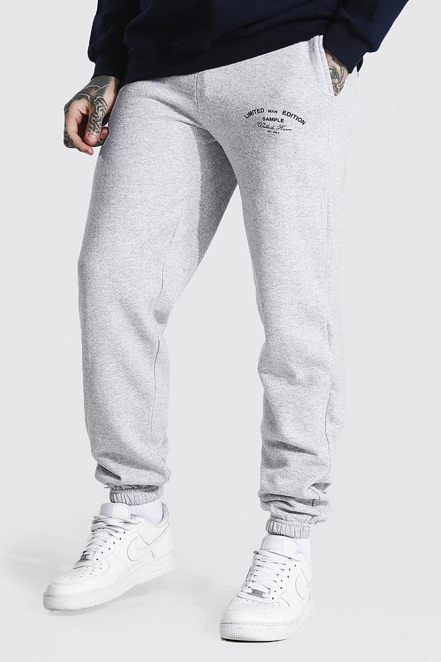 Grey marl Limited Edition Joggers i regular fit med tryck image number 1