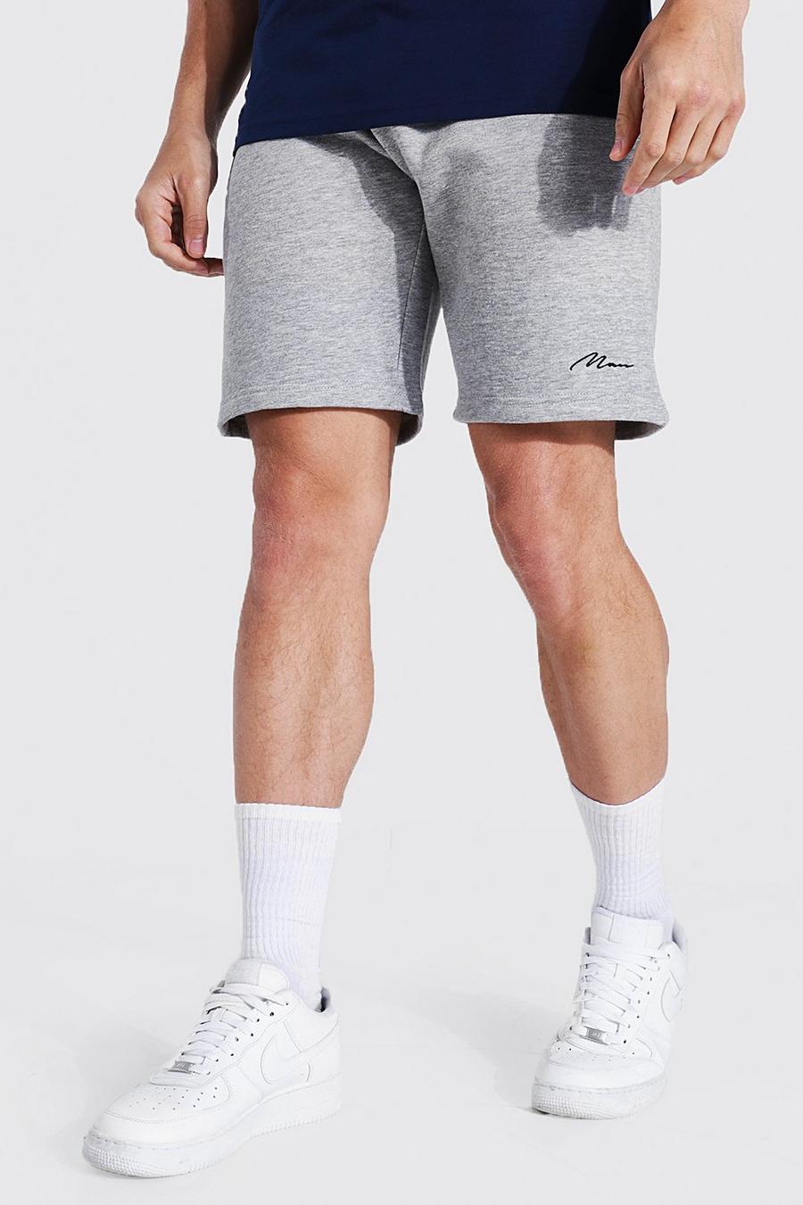 Grey marl Man Signature Regular Jersey Shorts image number 1
