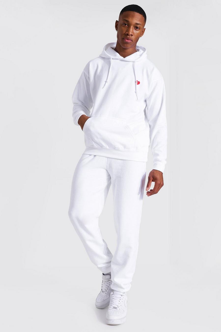 White Broken Heart Embroidered Hooded Tracksuit image number 1
