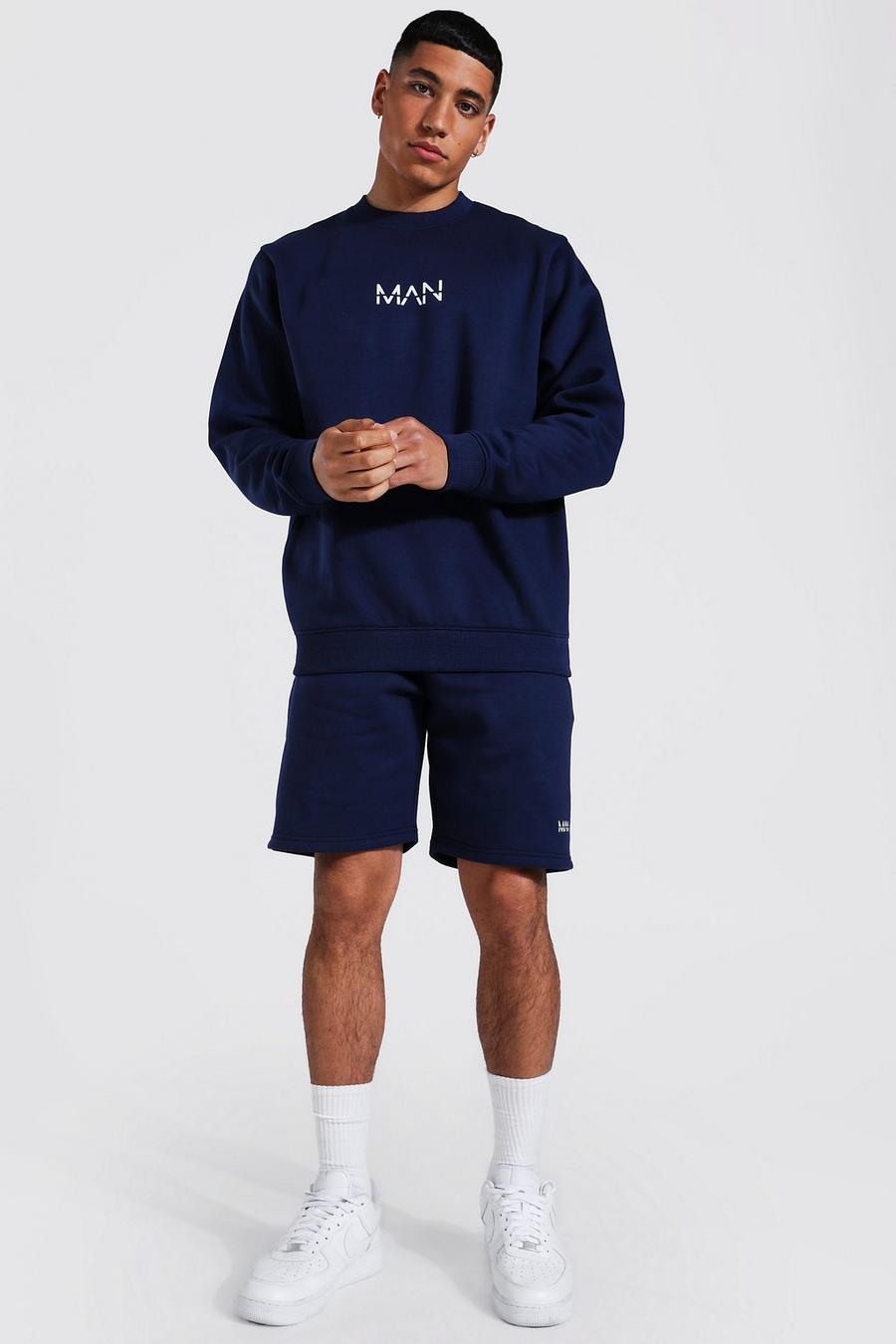 Chándal MAN Original con sudadera y pantalón corto de materiales s, Navy image number 1