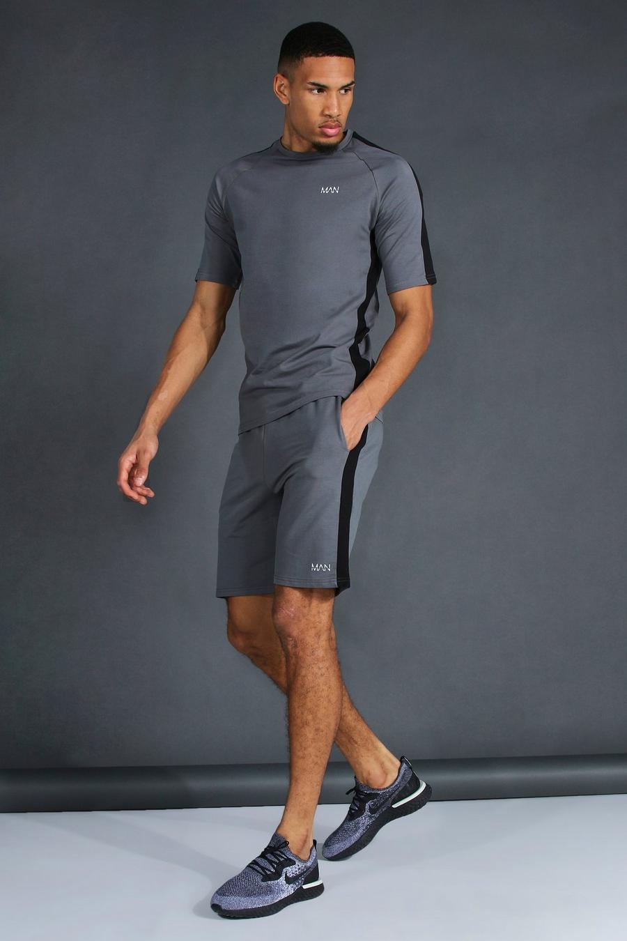 Charcoal Tall Man Active T-Overhemd En Shortss Set image number 1