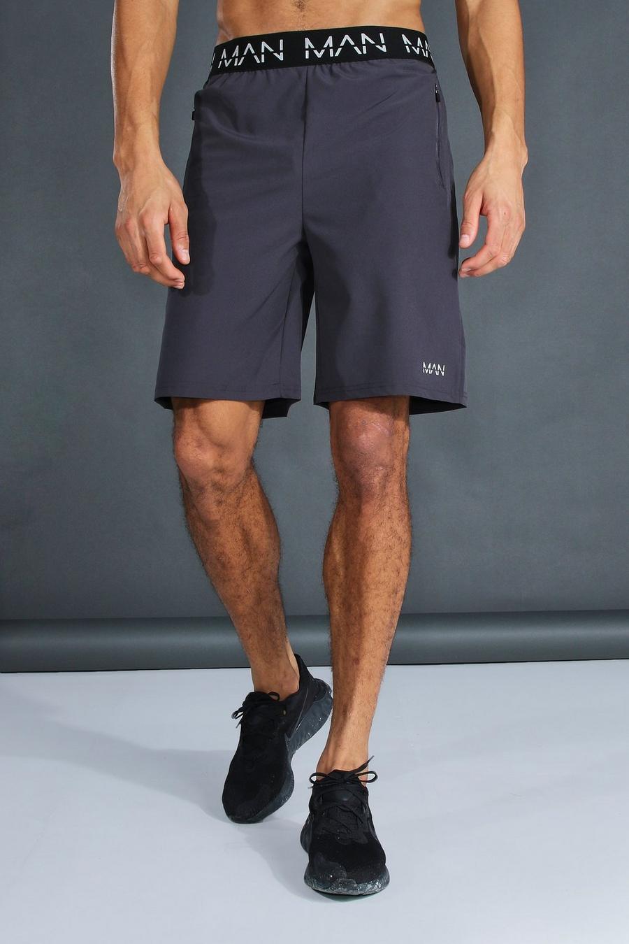 Charcoal Tall Man Active Shorts With Zip Pockets image number 1