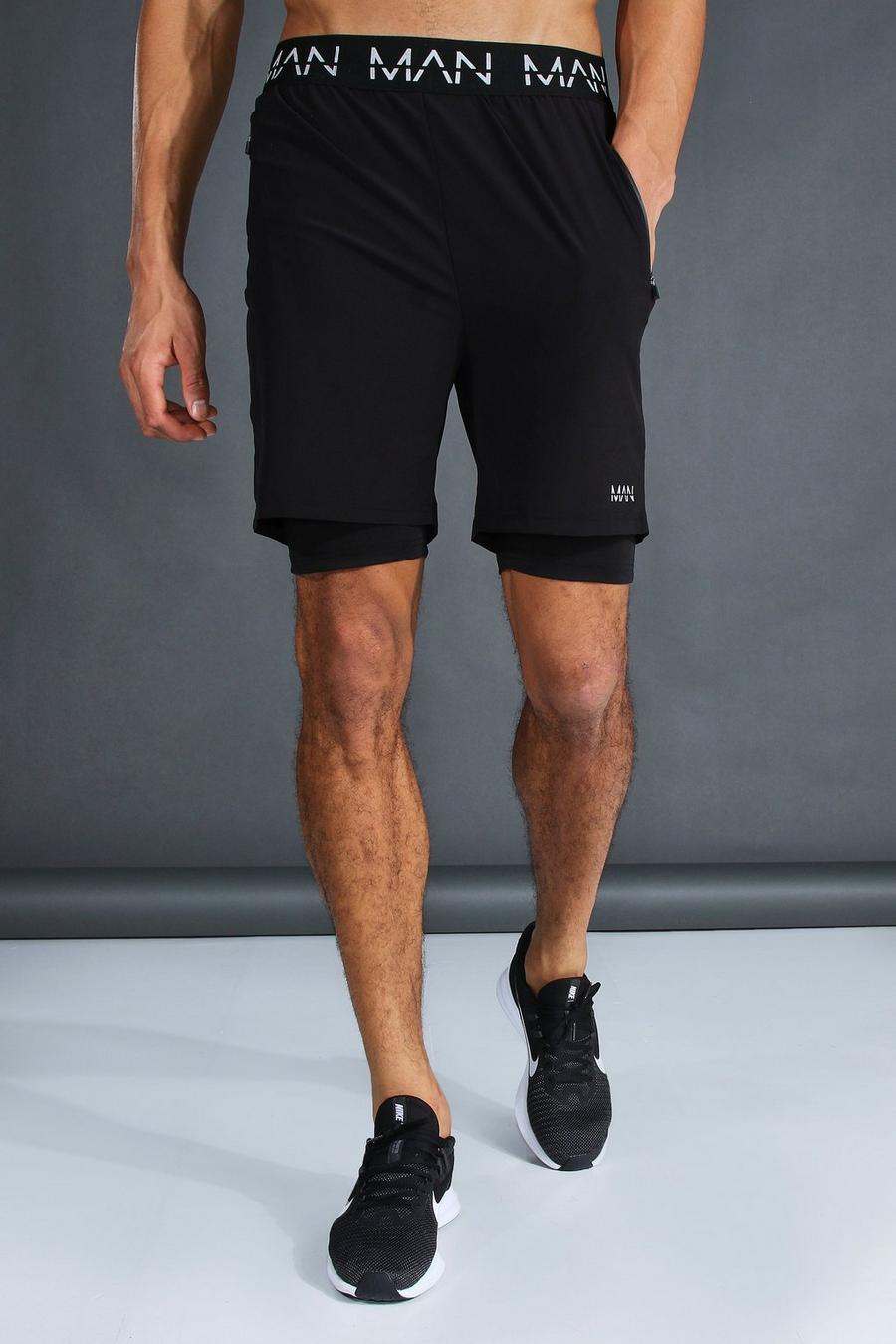 Black Tall Man Active 2-In-1 Shorts image number 1