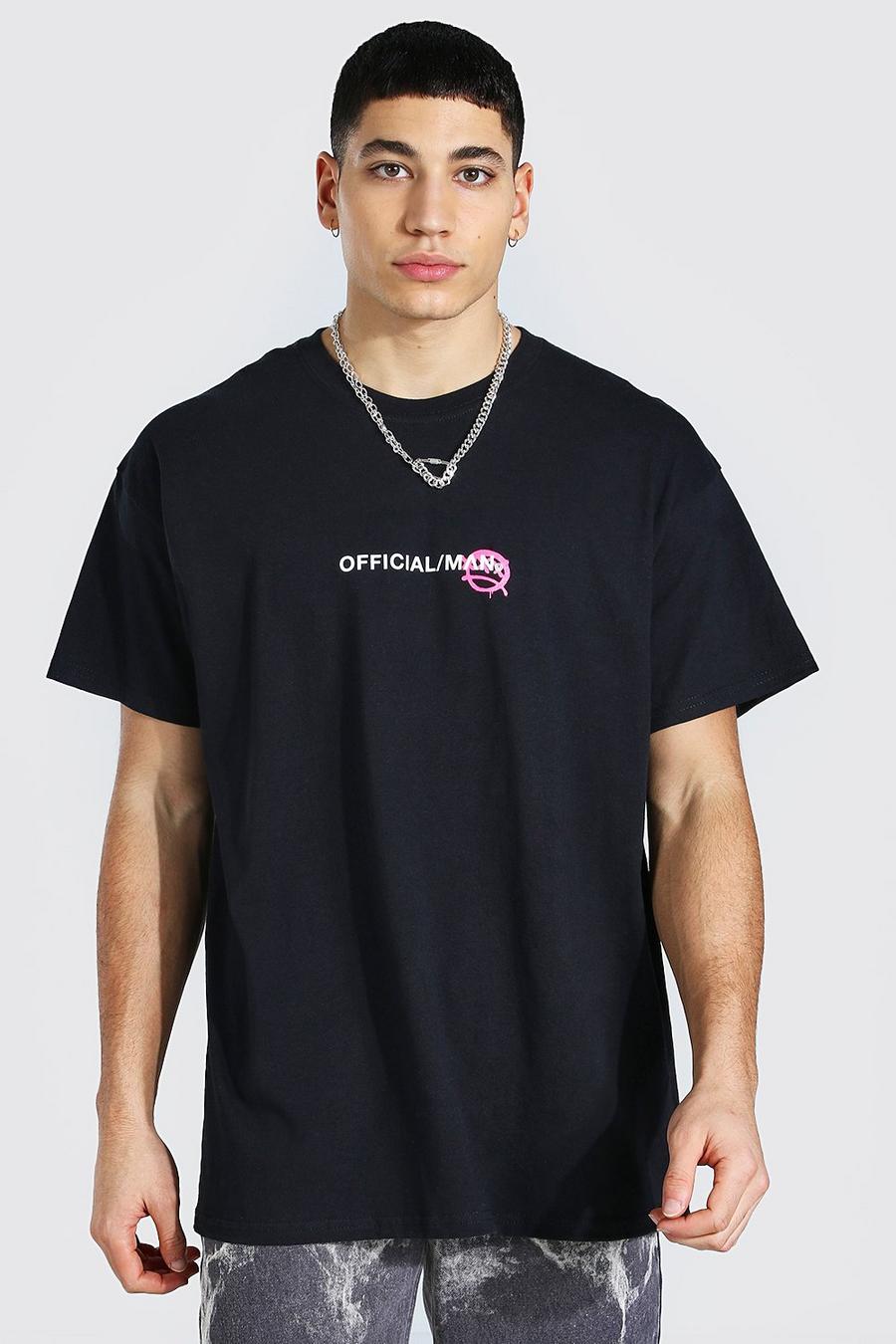 Black Oversized Official Man Graphic T-Shirt image number 1