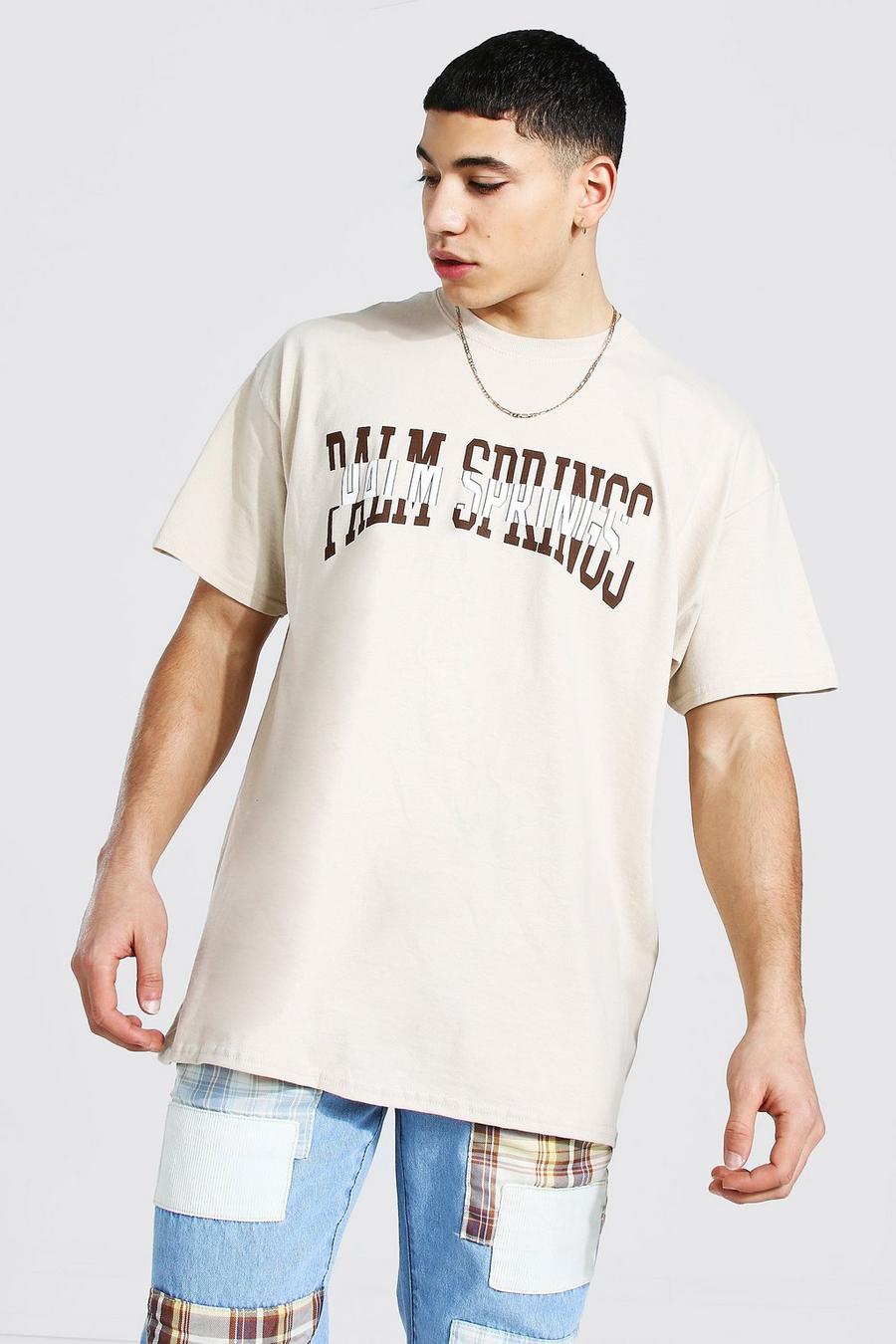 Sand Oversized Palm Springs Graphic T-Shirt image number 1
