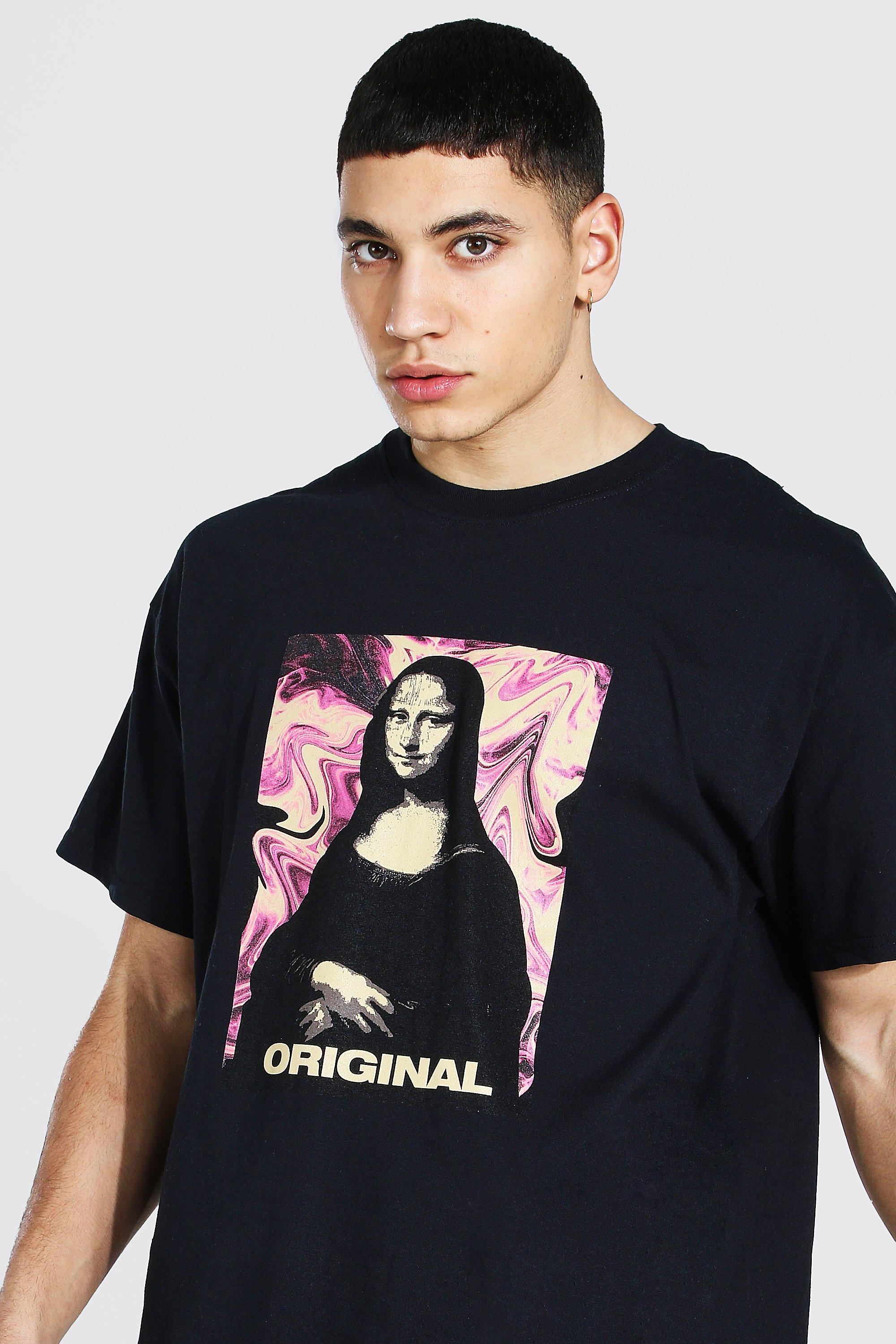 Ejecutable preferir Manía Camiseta ancha con estampado de Mona Lisa | boohoo