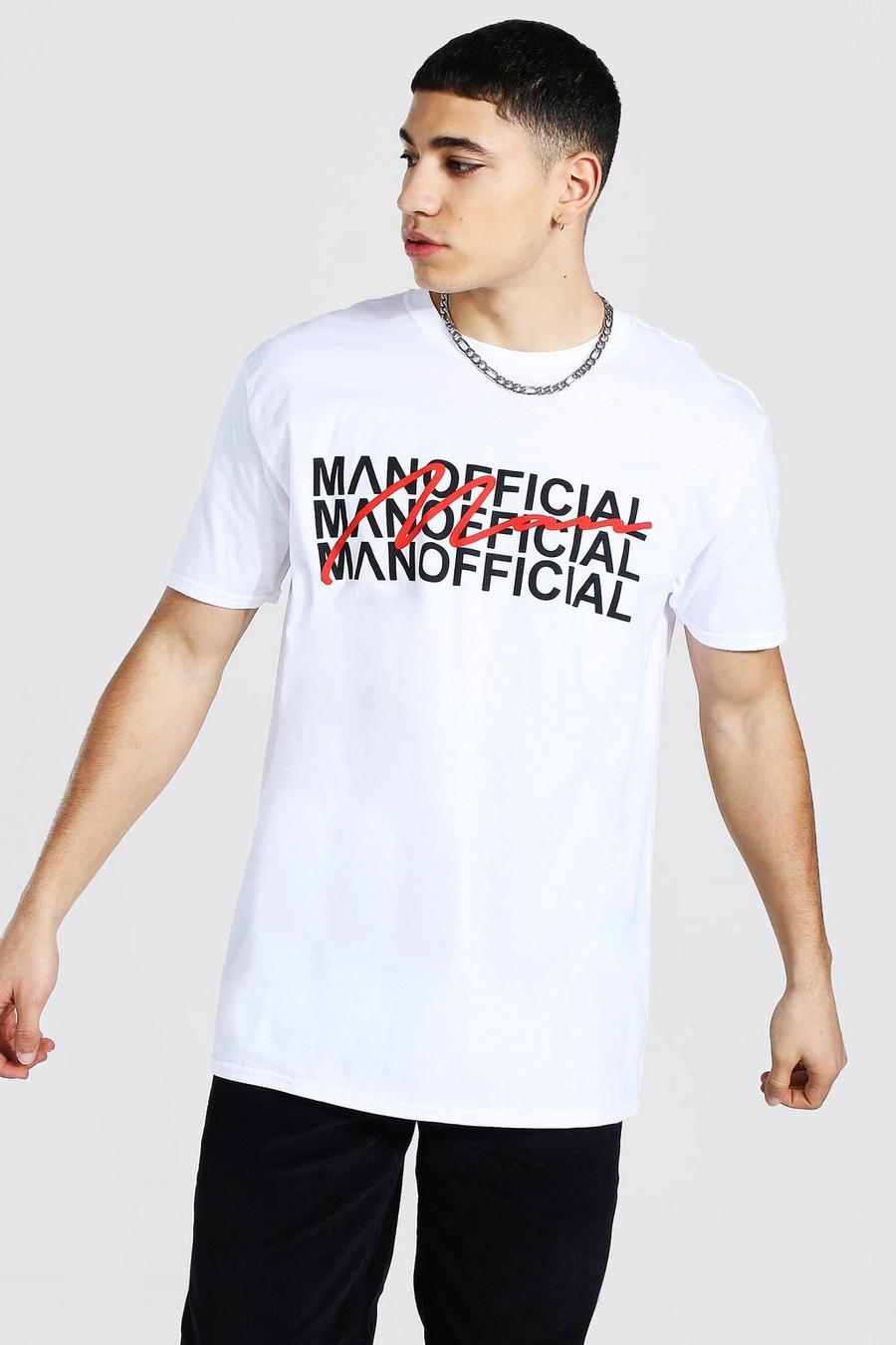 T-shirt oversize con stampa MAN Official, Bianco image number 1