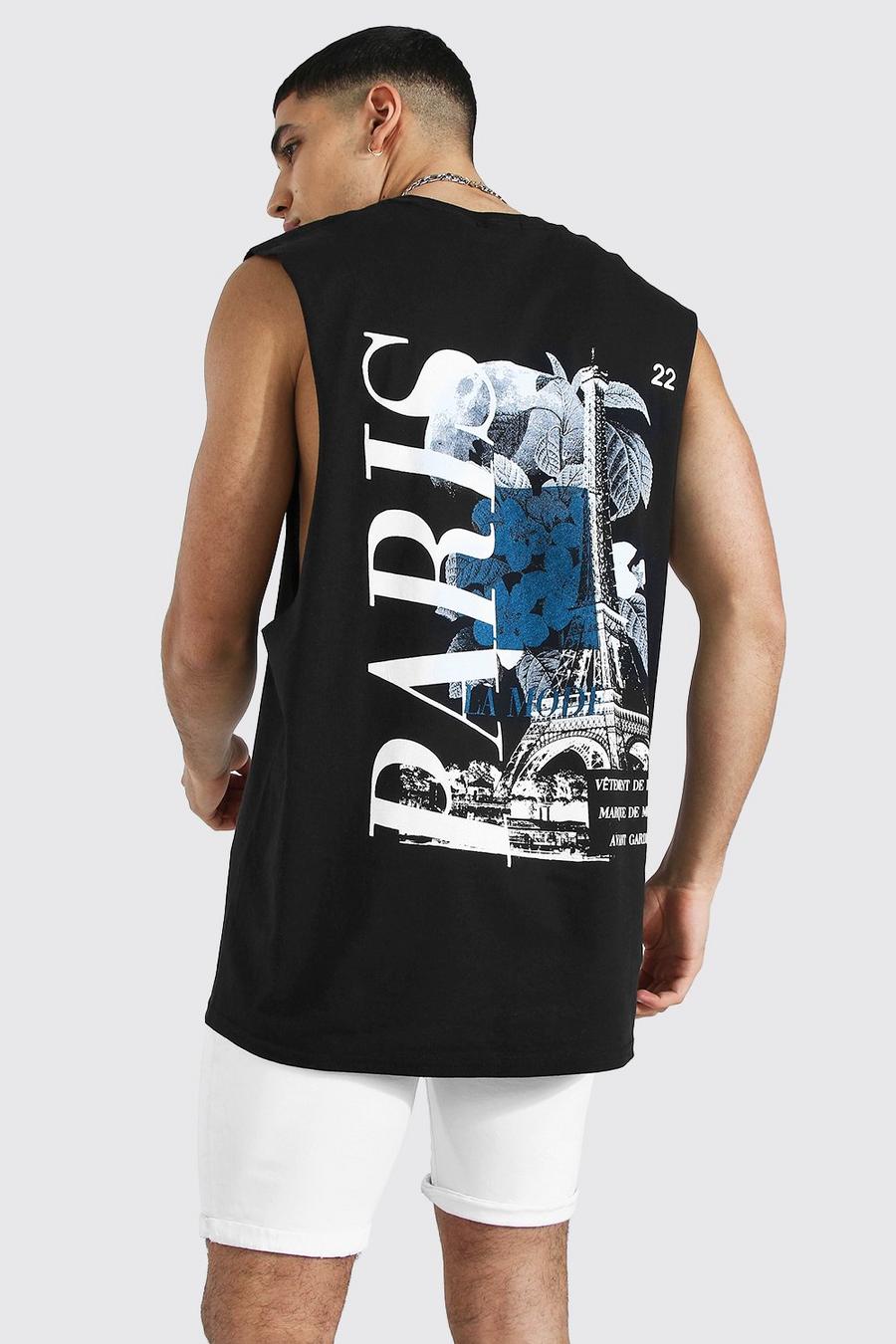Black "Paris" Oversize t-shirt med grafiskt tryck bak image number 1
