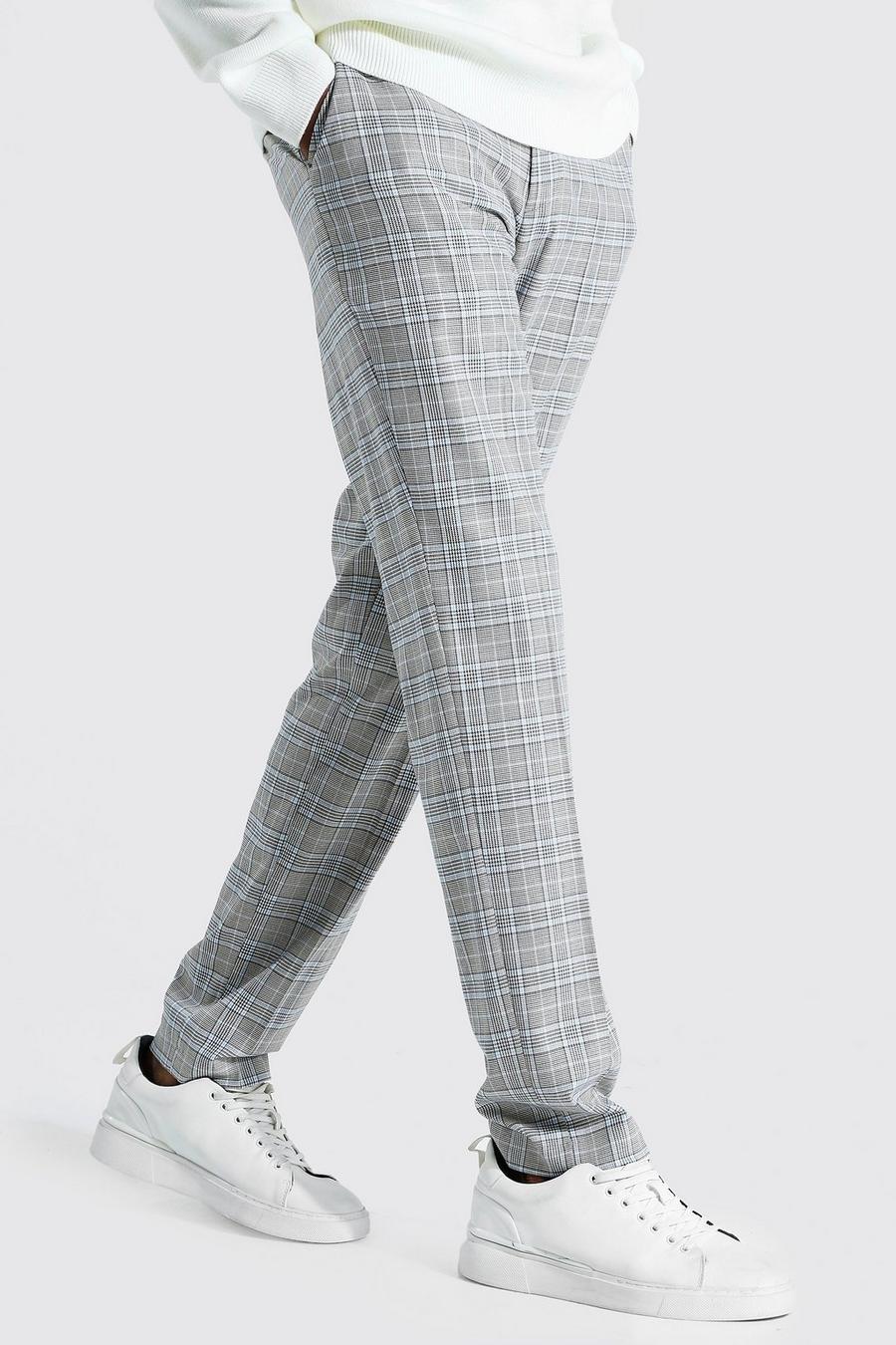 Blue Tall Straight Leg Check Cropped Smart Pants image number 1