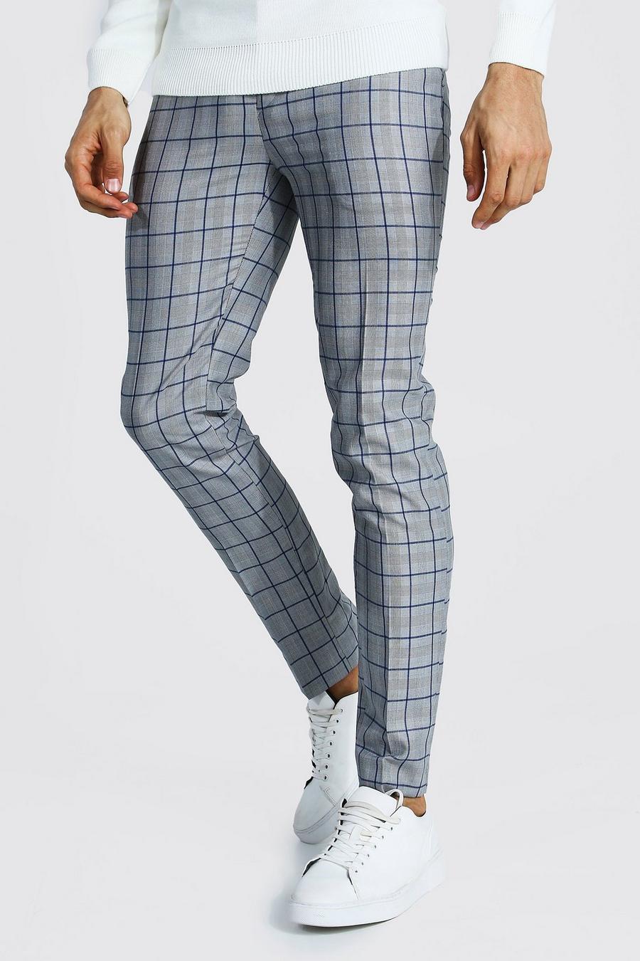 Grey Tall Skinny Check Cropped Smart Pants image number 1