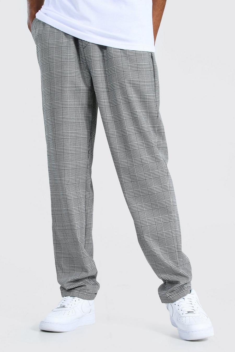Black Tall Straight Leg Check Cropped Smart Jogger image number 1