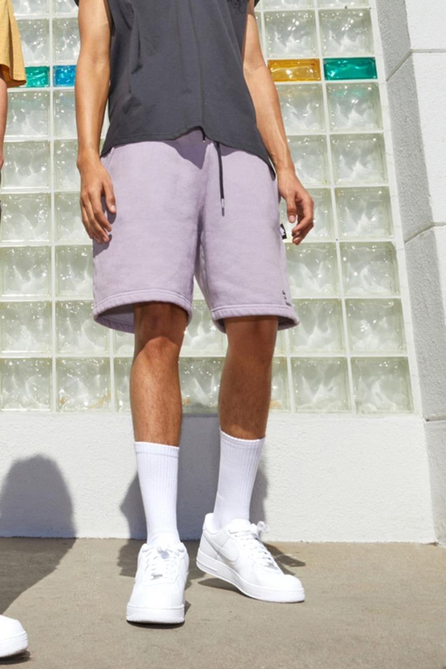 Pantaloncini in jersey taglio rilassato effetto lavato Worldwide, Viola image number 1