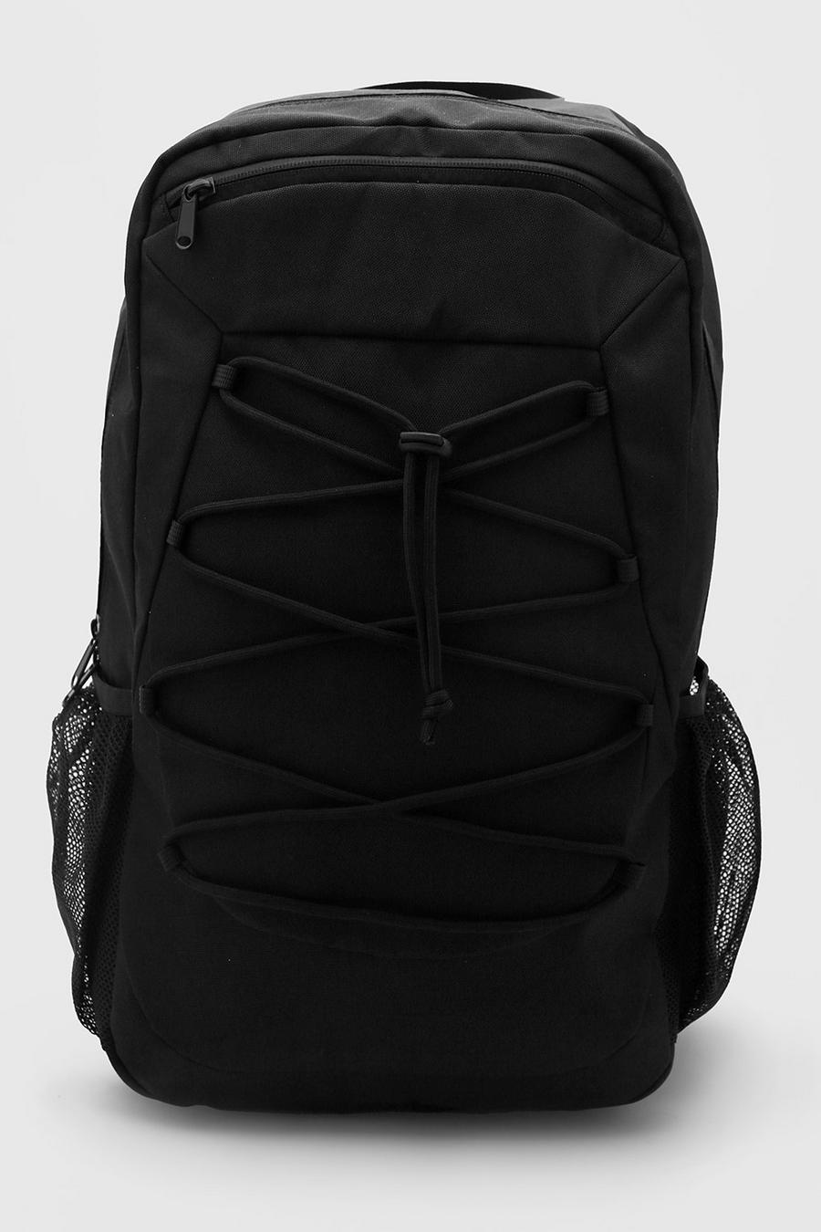 Black Rucksack With Lace Up Detail image number 1