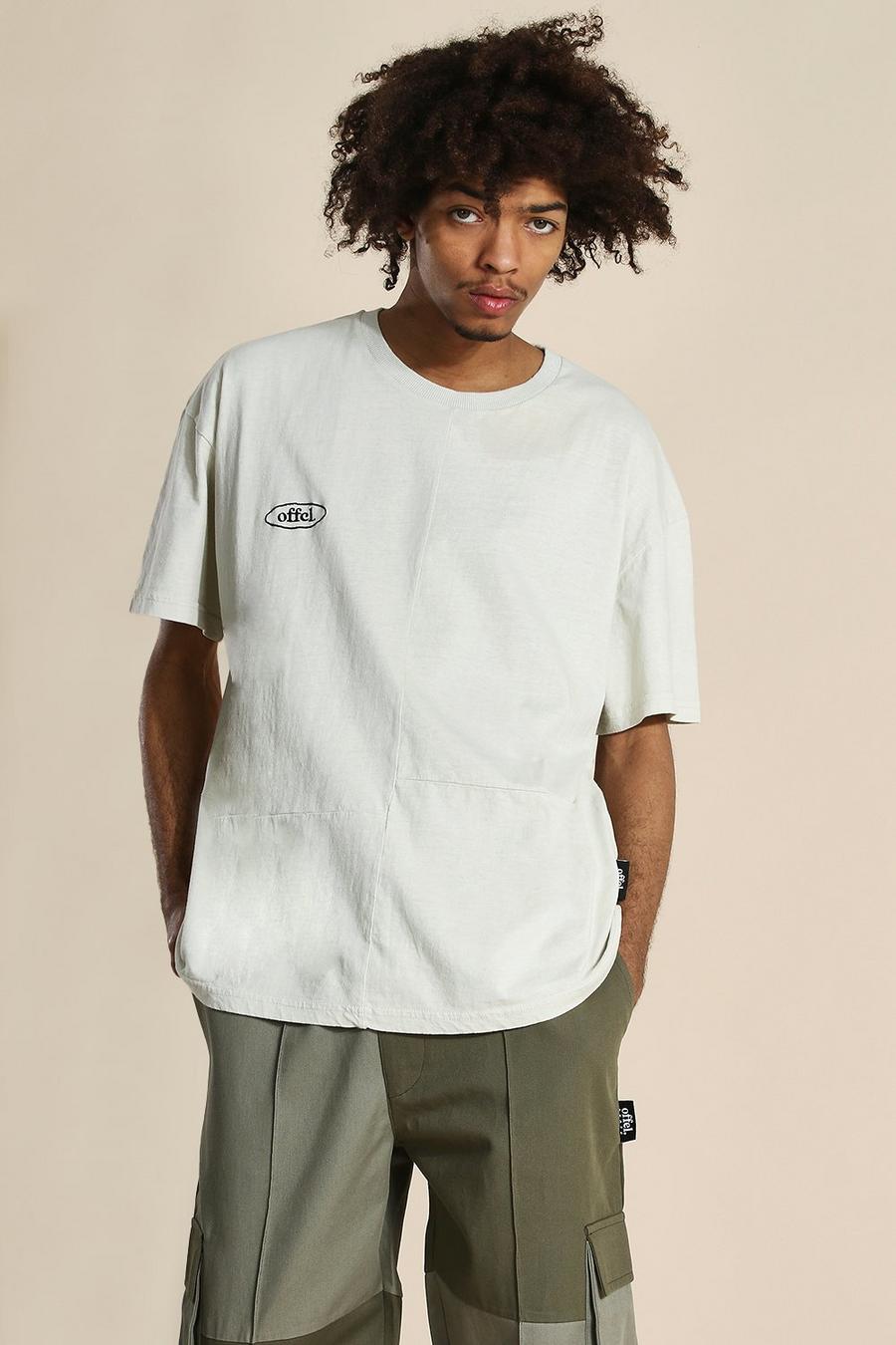 Stone Oversized Official Panelled Washed T-shirt image number 1