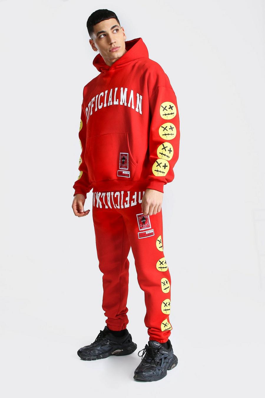 Red Official Man Spray Face Hooded Tracksuit image number 1