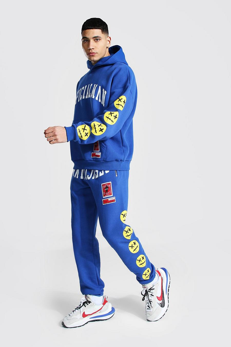 Blue Official Man Spray Face Hooded Tracksuit image number 1