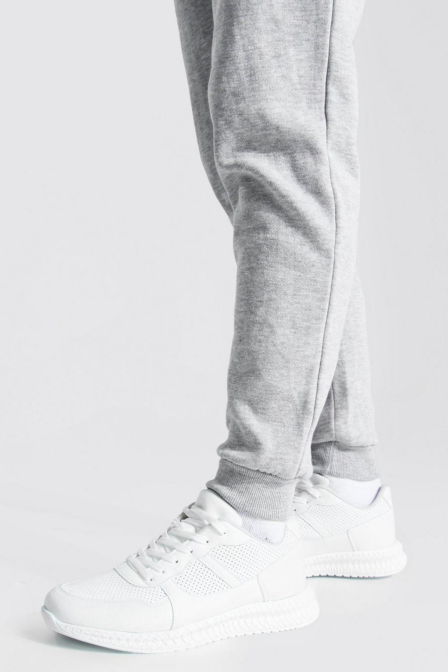 לבן נעלי ספורט עם פאנל זמש image number 1