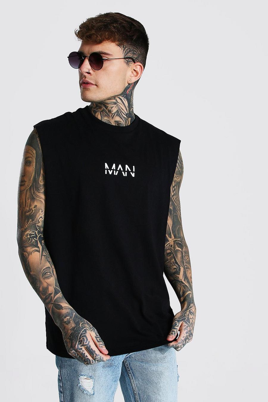 Camiseta ancha de tirantes con sisa caída Original MAN, Negro image number 1