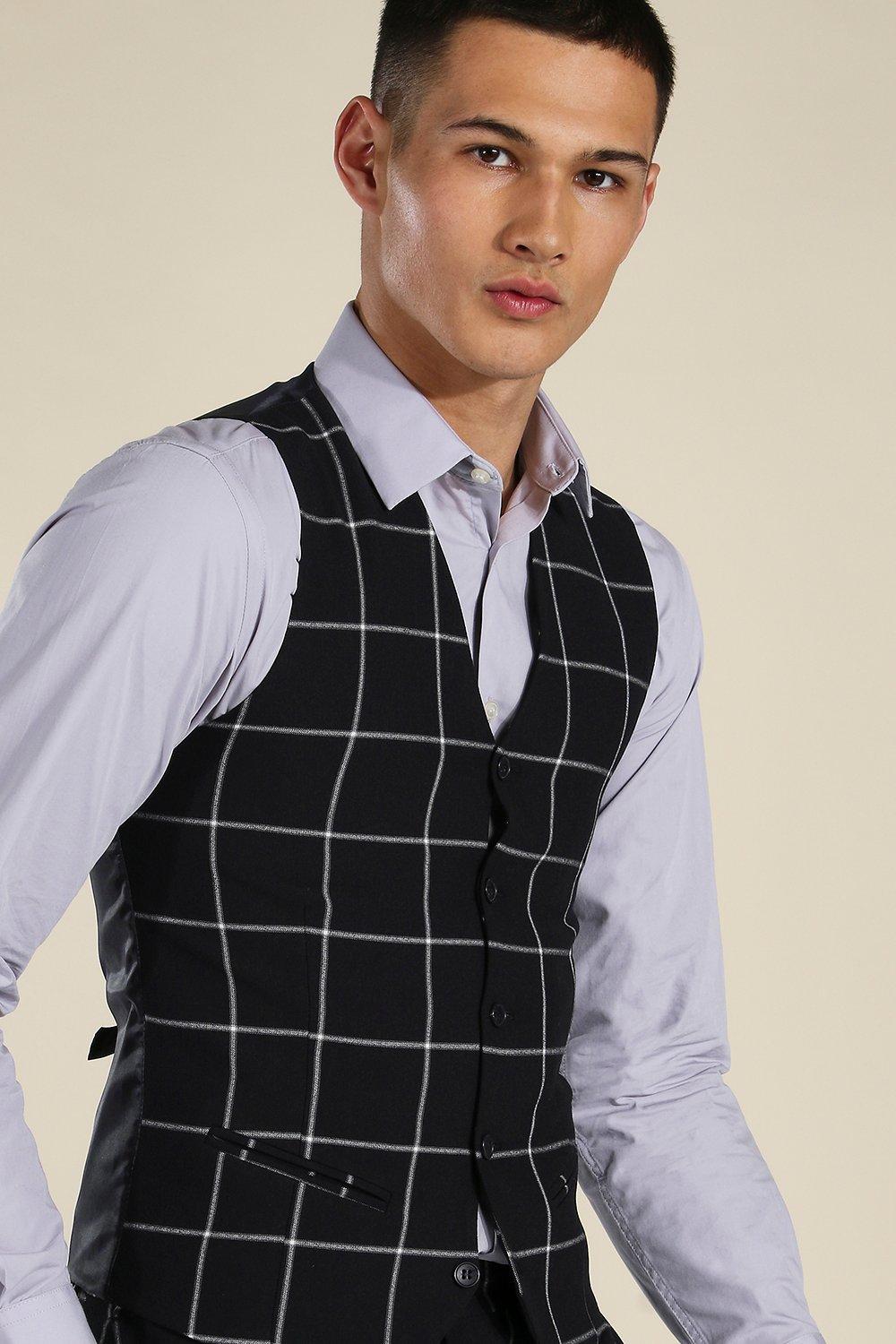 Black 2025 check waistcoat