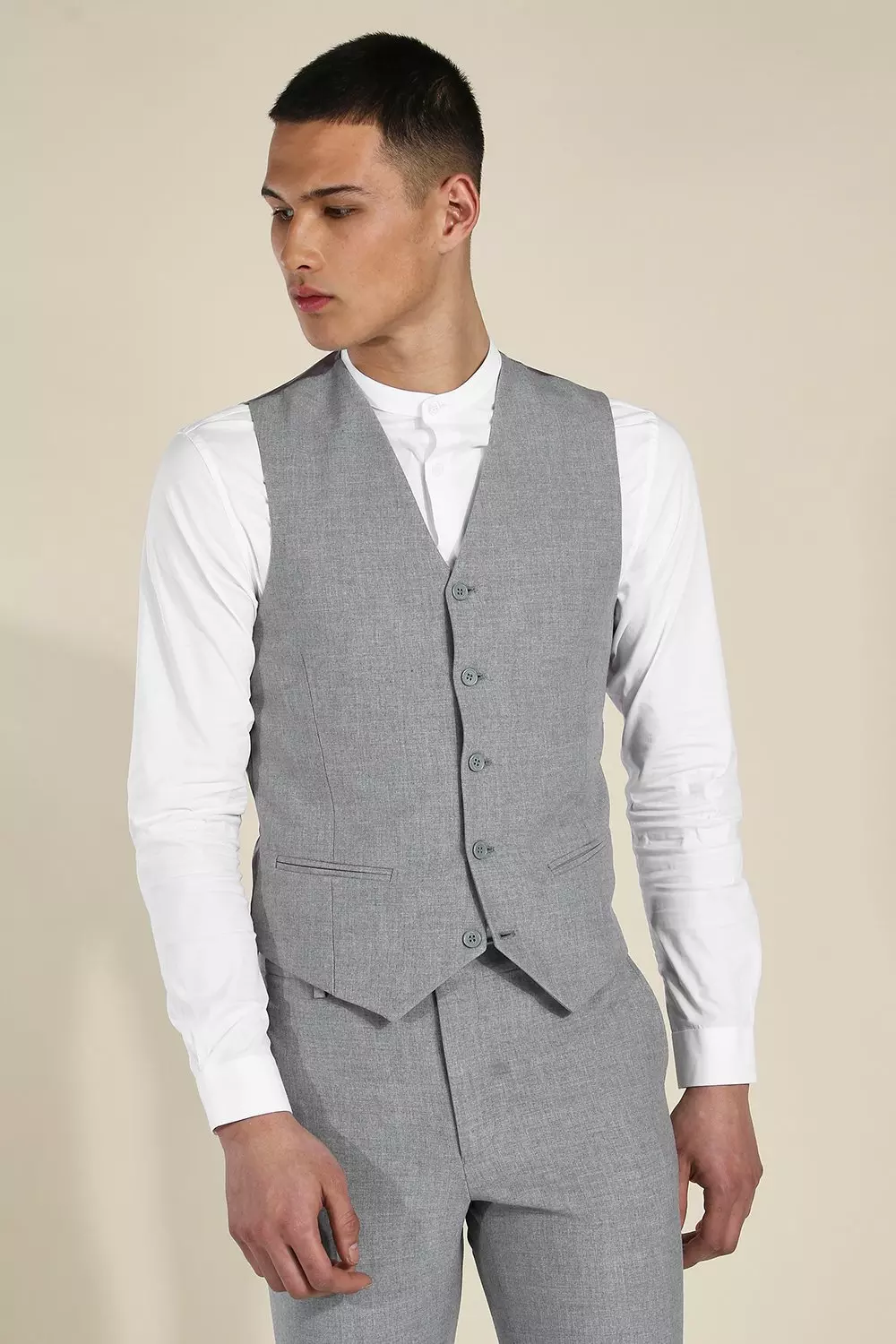 Skinny Grey Waistcoat Boohoo