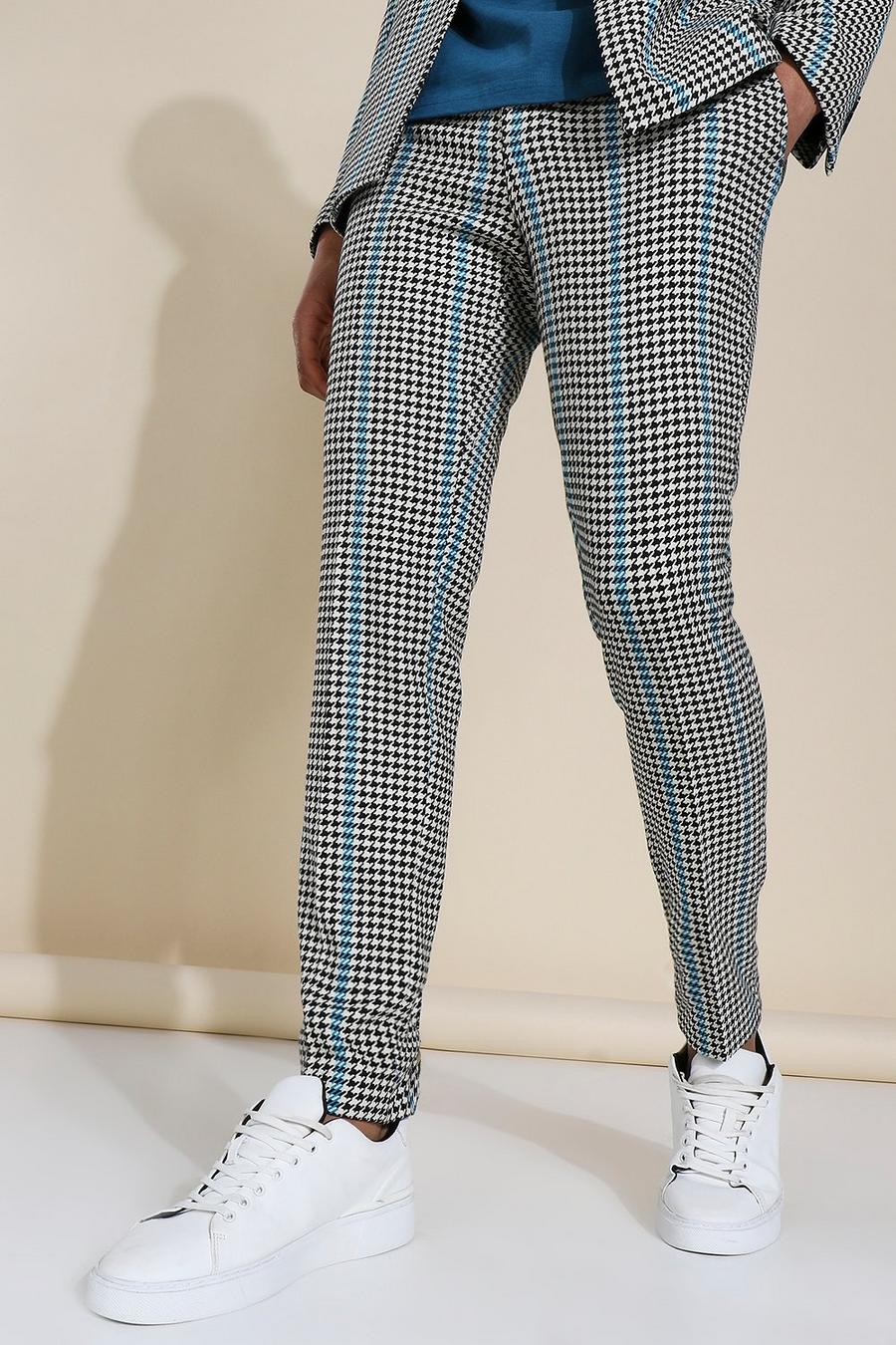 Black negro Skinny Dogtooth Suit Trousers
