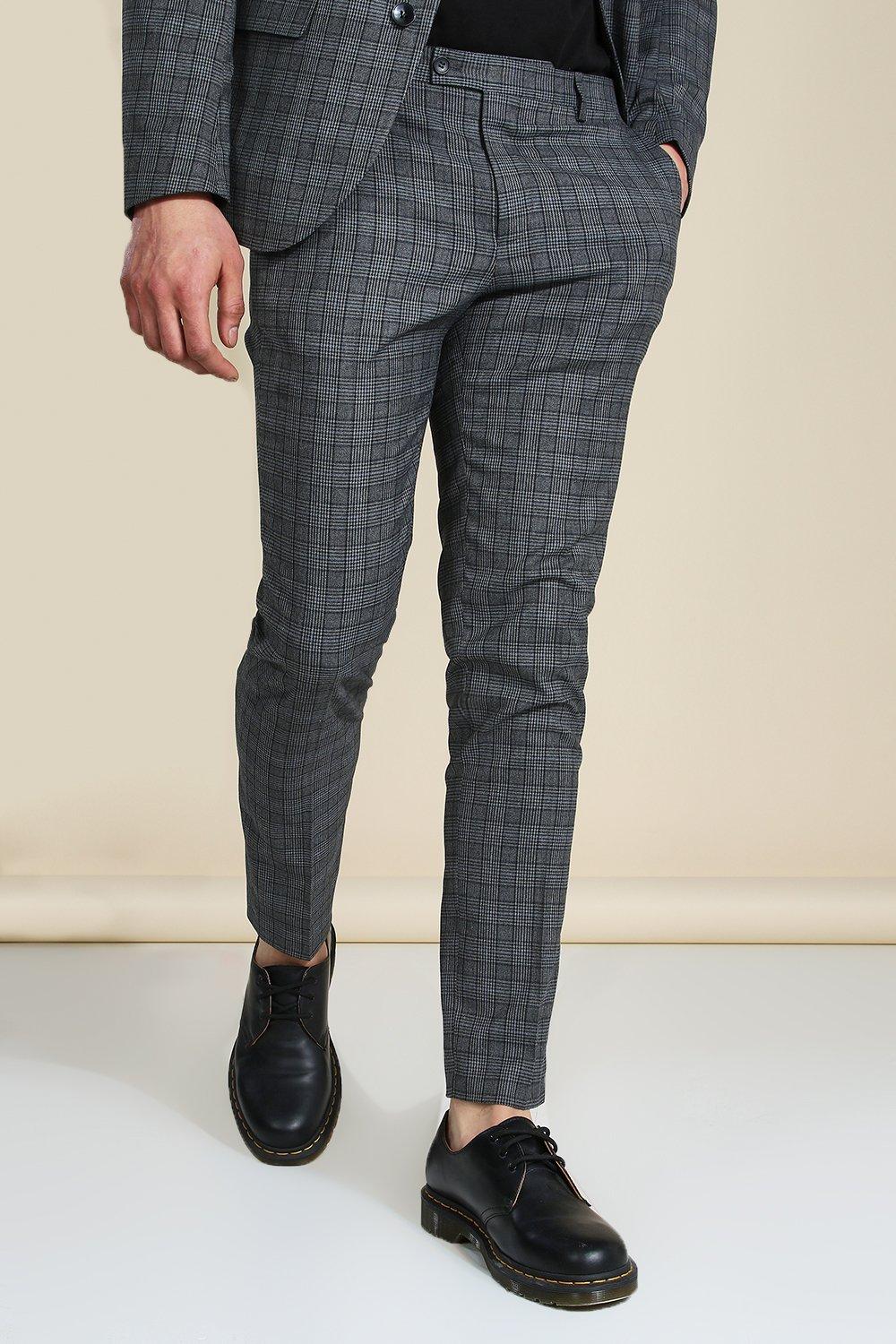 grey check trousers mens