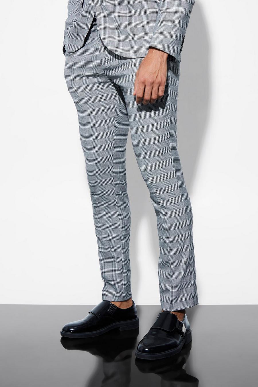 Pantalones A Cuadros Elegante De Pitillo Para Hombre Moda Largo De Media  Cintura