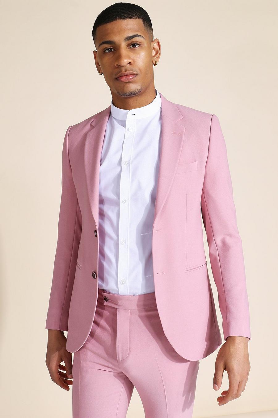 Einreihige Super Skinny Jacke in Pink, Rosa image number 1