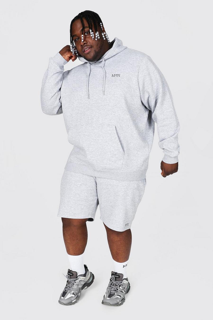 Grey marl Plus size - MAN Dash Hoodie och shorts image number 1