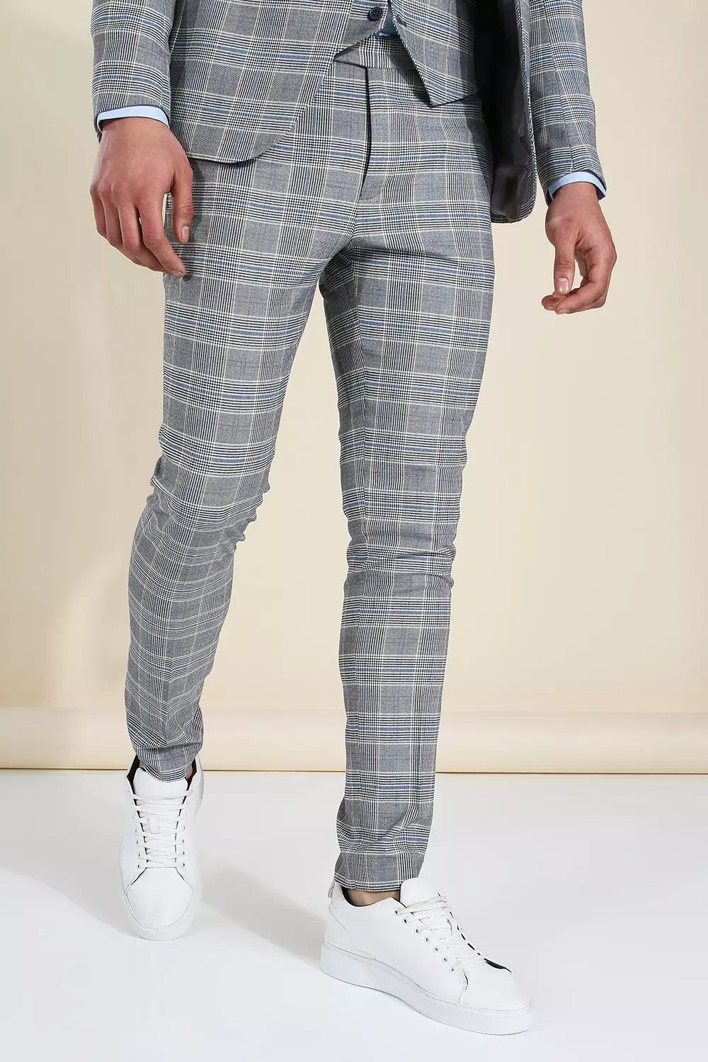 Mens skinny store grey checked trousers