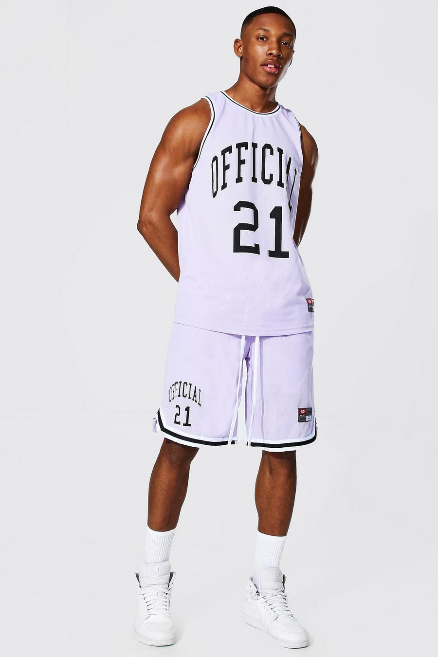Lilac Man Official Mesh Vest And Basketball Short Set image number 1