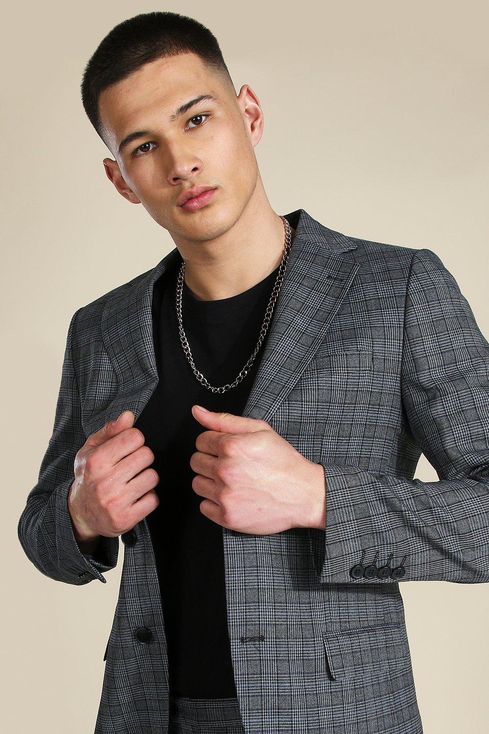 Grey check outlet blazer men