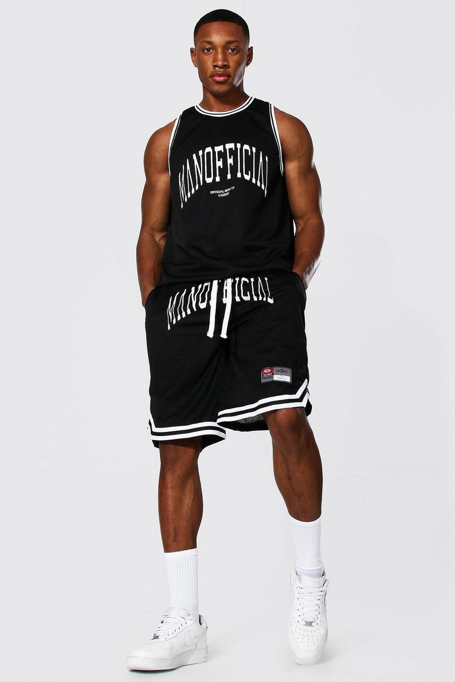 Conjunto de baloncesto de Airtex con estampado Official MAN, Negro image number 1