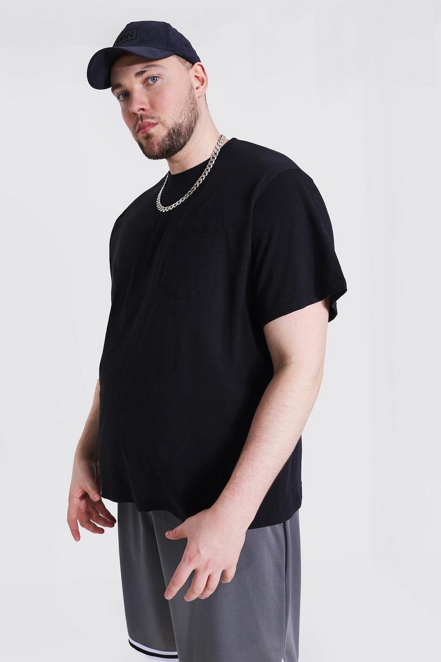 T-shirt Plus Size con tasca e taglio rilassato, Nero negro image number 1