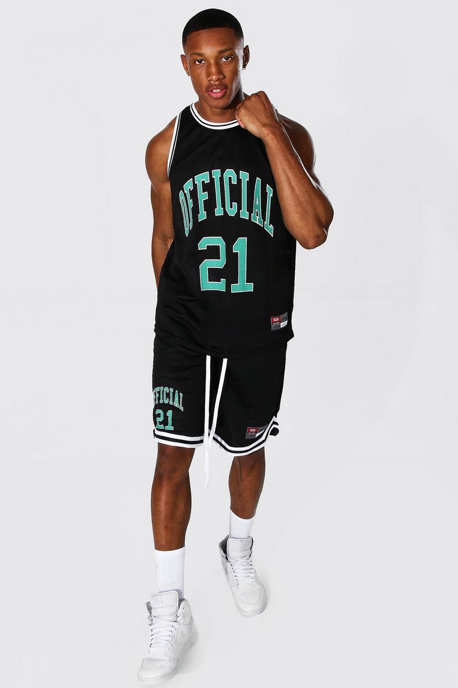 Black Man Official Mesh Vest And Basketball Short Set image number 1