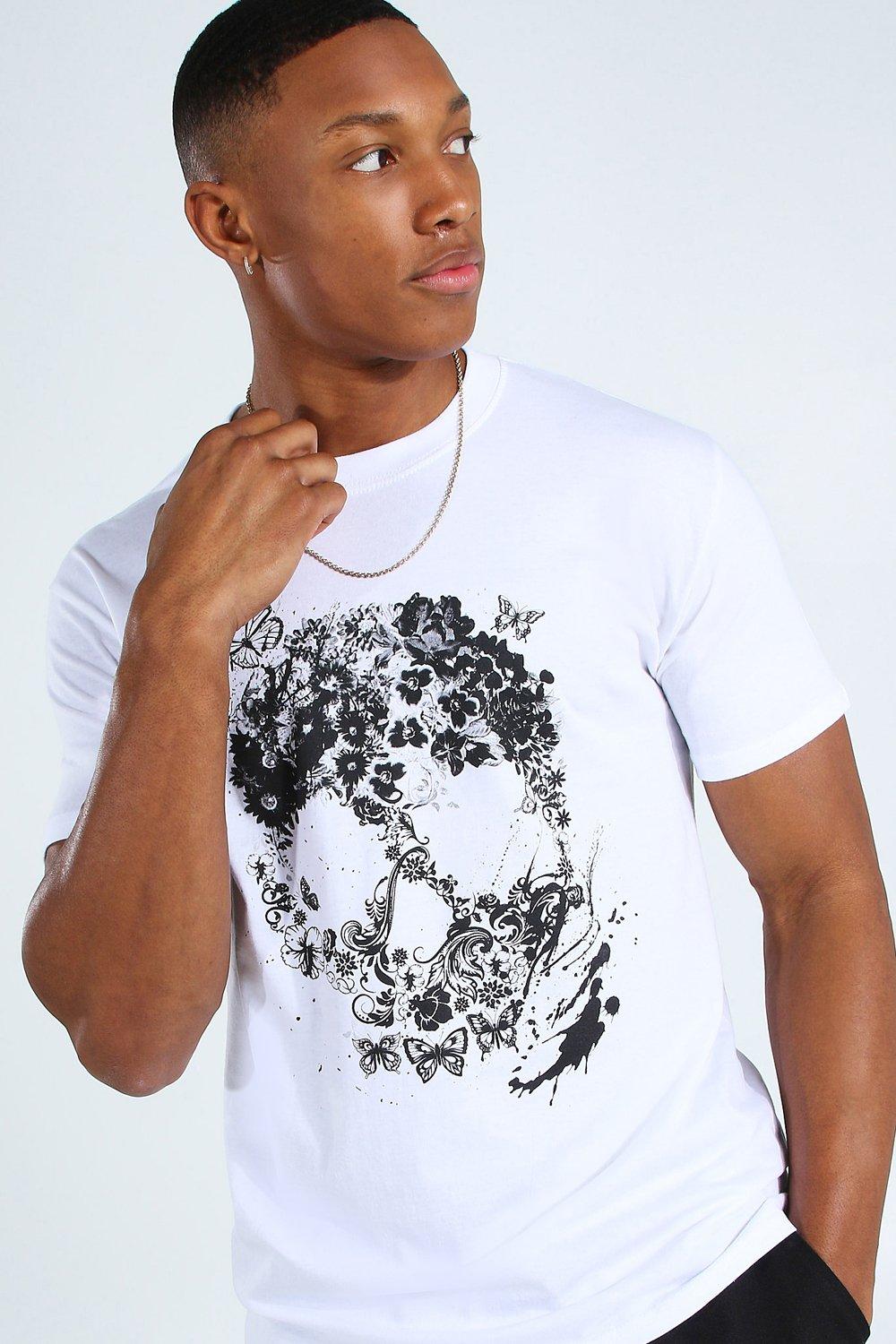 Butterfly Skull Print T shirt boohoo IE