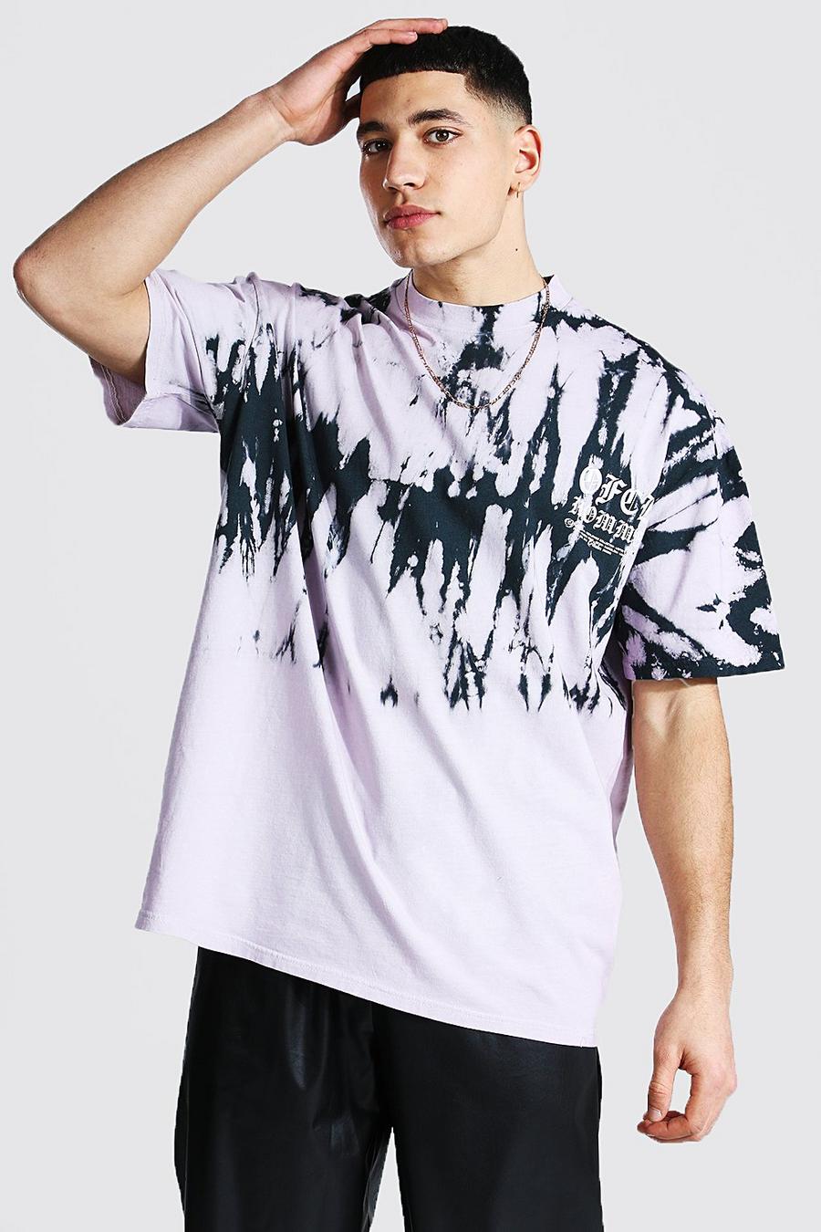 Purple Oversized Extended Neck Tie Dye T-shirt image number 1