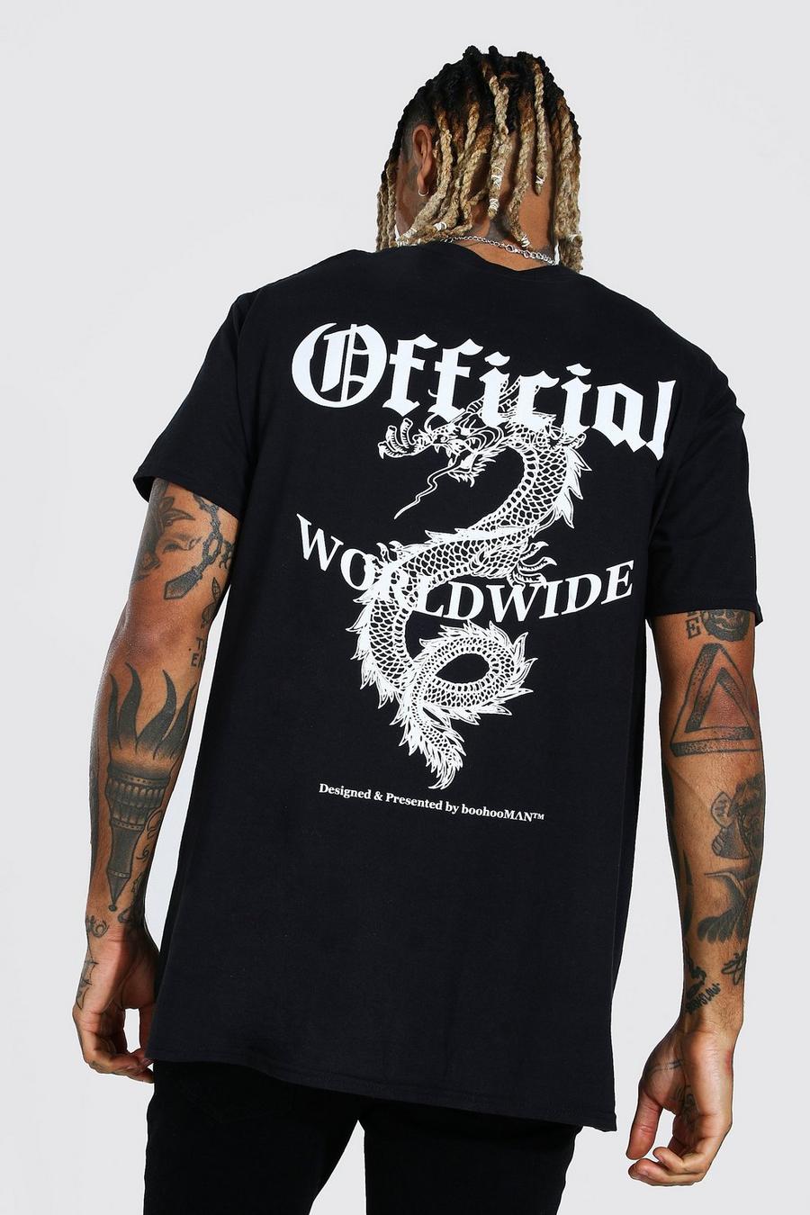Black Official Oversize t-shirt med tryck på ryggen image number 1