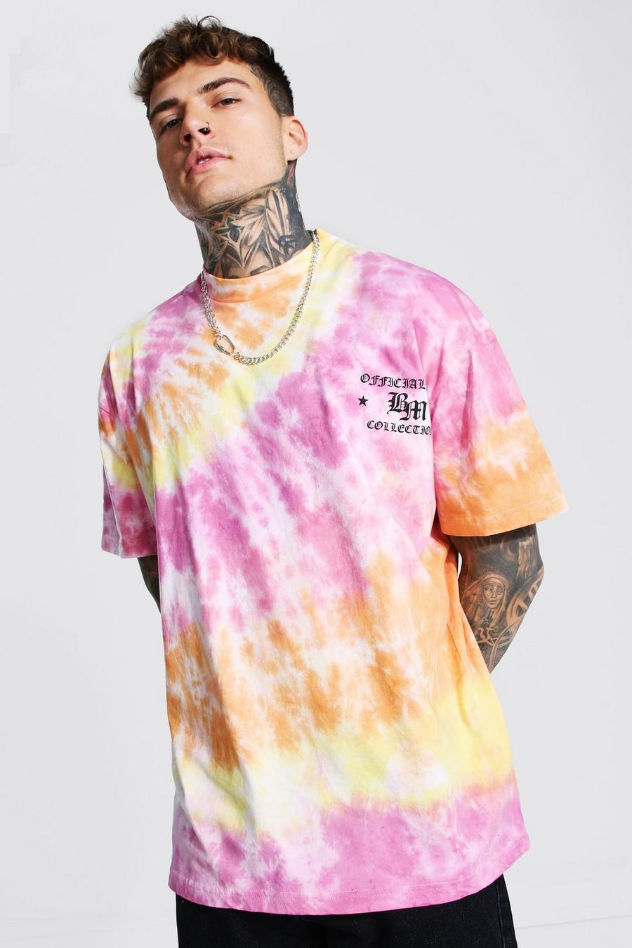 Multi Oversized Extended Neck Tie Dye T-shirt image number 1