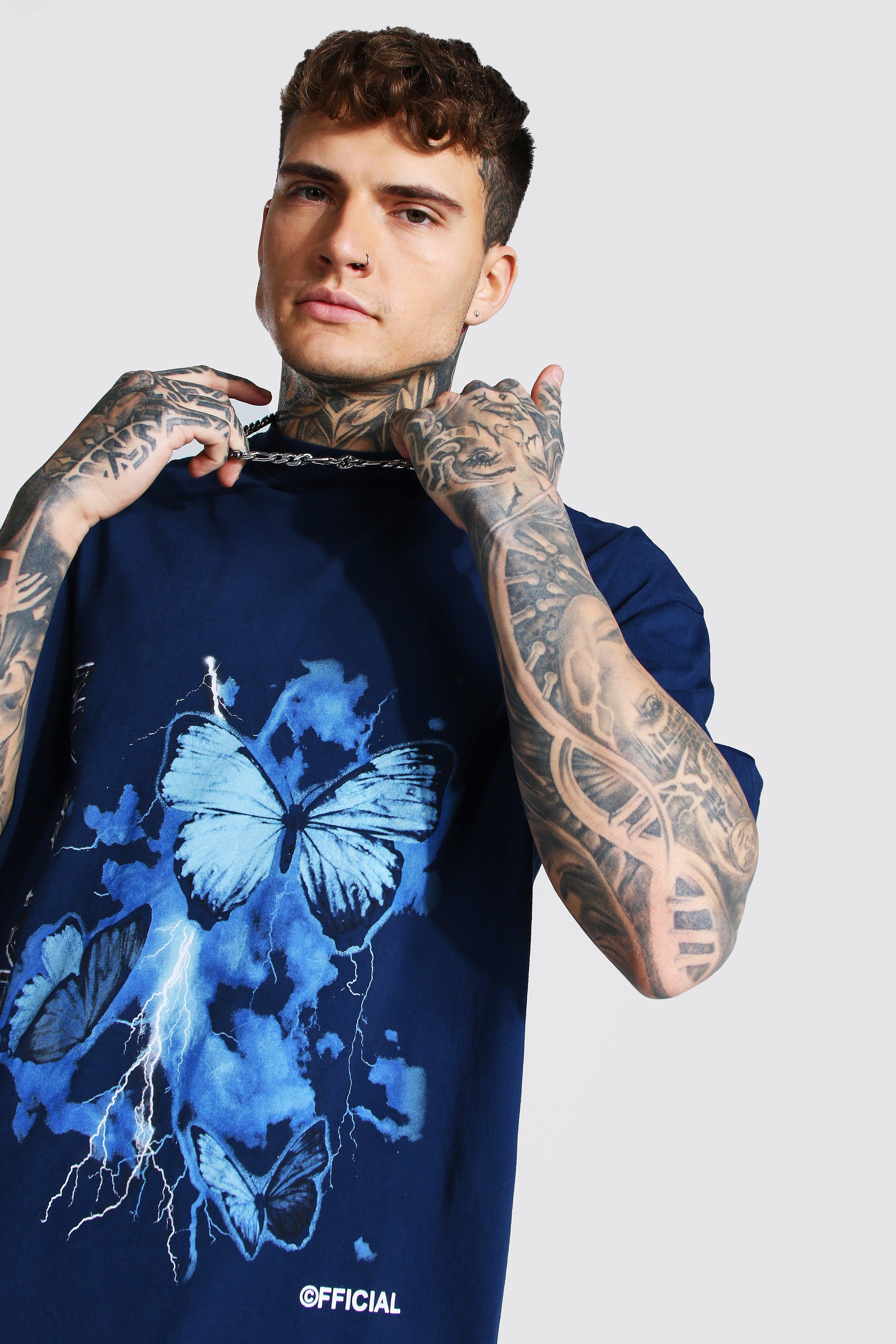 Camiseta Man Con Estampado Gráfico Y Parche de Boohoo de color Azul Mujer Ropa de Trajes 