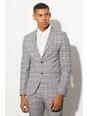 Grey gris Super Skinny Check Single Breasted Jacket