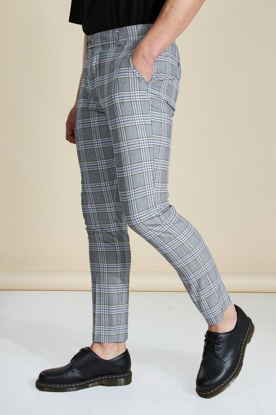 Pantalon skinny court à carreaux, Grey image number 1