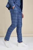 Skinny Blue Check Suit Trousers