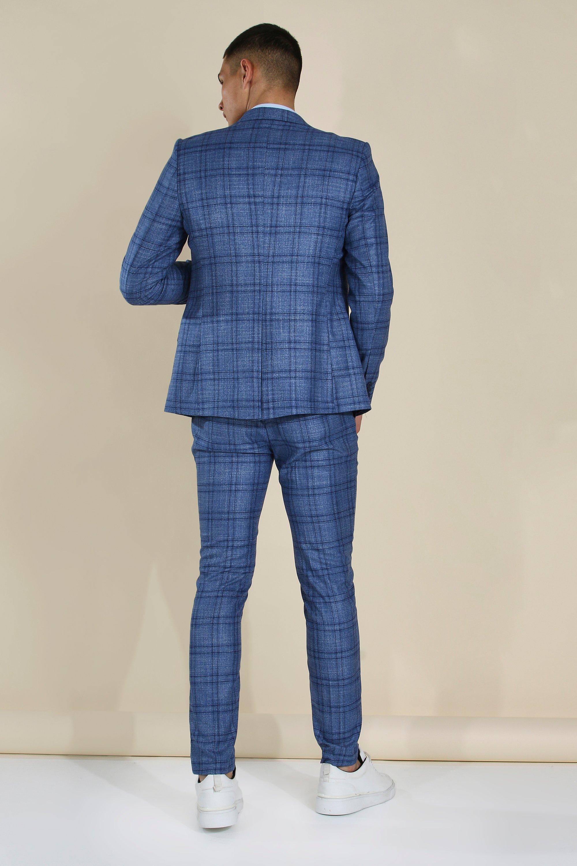 blue check suit combinations